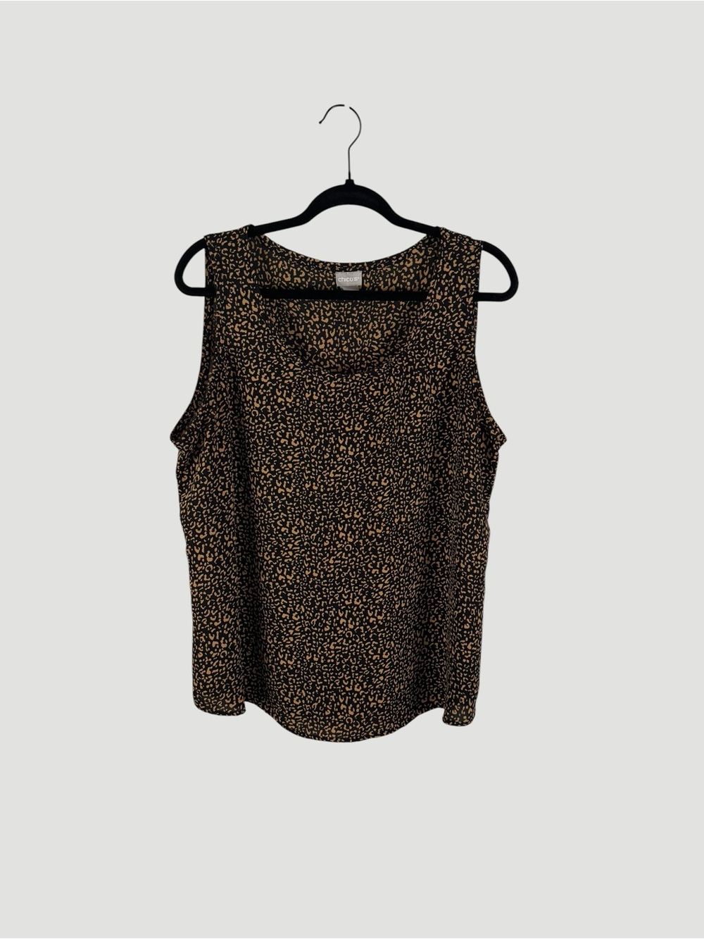 Chicos Sleeveless Black and Tan Animal Print Leopard Print Shell Camisole